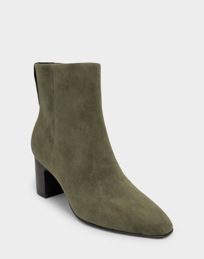 Comfortable Women's Mid Block Heel Bootie In Green Suede | Aerosoles Shoes