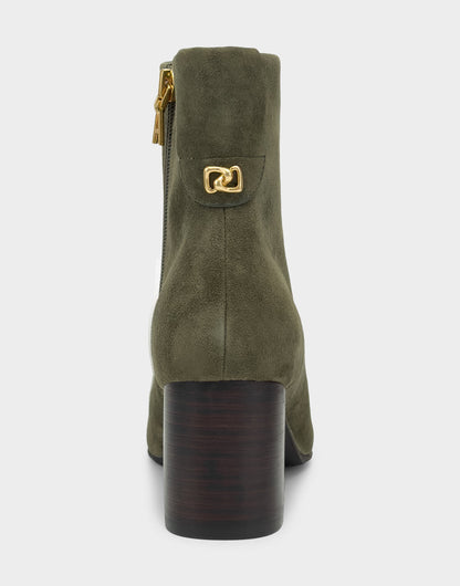 Comfortable Women's Mid Block Heel Bootie In Green Suede | Aerosoles Shoes