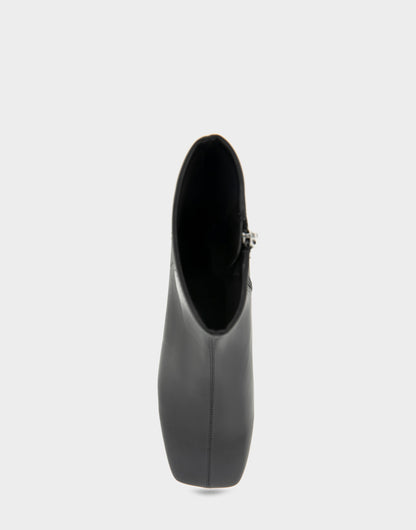 Comfortable Women's Low Block Heel Bootie In Black Faux Leather | Aerosoles Shoes