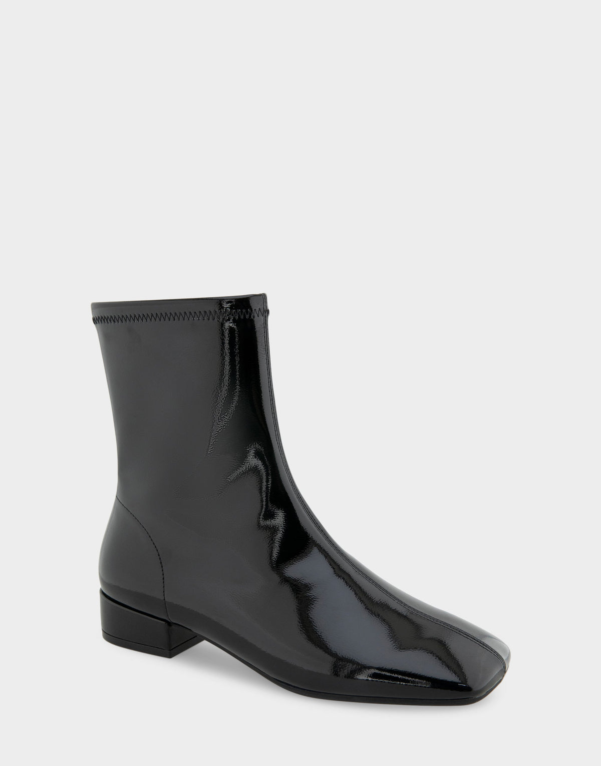 Comfortable Women's Low Block Heel Bootie In Black Patent Faux Leather | Aerosoles Shoes