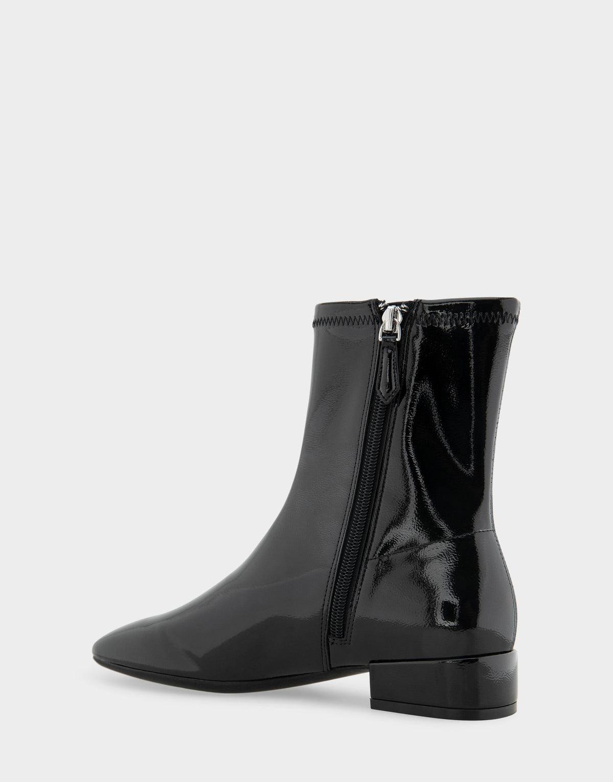 Comfortable Women's Low Block Heel Bootie In Black Patent Faux Leather | Aerosoles Shoes