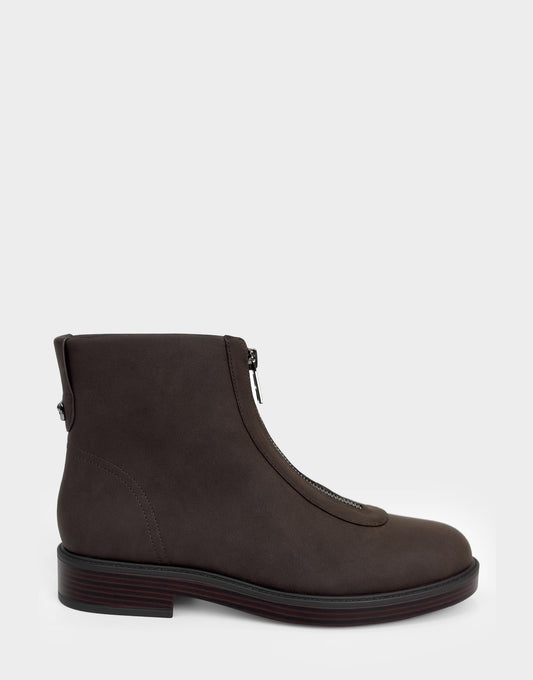 Comfortable Women's Low Block Heel Bootie In Brown Faux Nubuck | Aerosoles Shoes