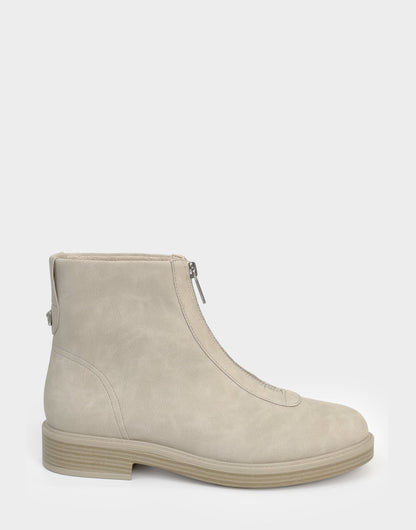 Comfortable Women's Low Block Heel Bootie In Beige Faux Nubuck | Aerosoles Shoes