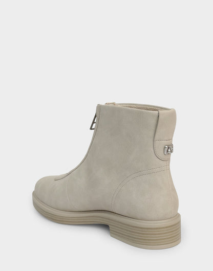 Comfortable Women's Low Block Heel Bootie In Beige Faux Nubuck | Aerosoles Shoes