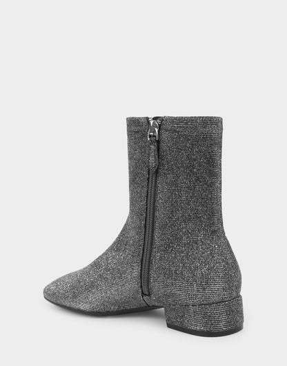 Comfortable Women's Low Block Heel Bootie In Gunmetal Fabric | Aerosoles Shoes