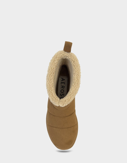 Comfortable Women's Pull On Bootie In Brown Faux Suede | Aerosoles Shoes