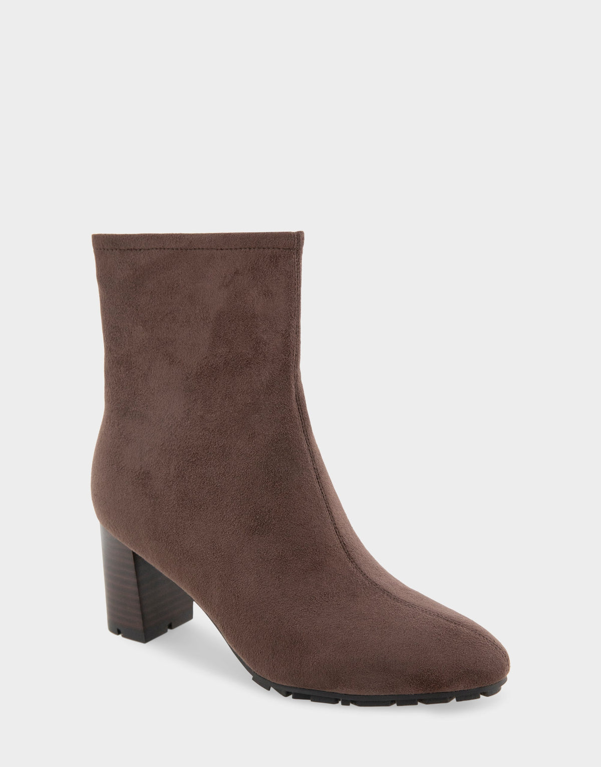 Comfortable Women's Mid Block Heel Bootie In Brown Faux Suede | Aerosoles Shoes