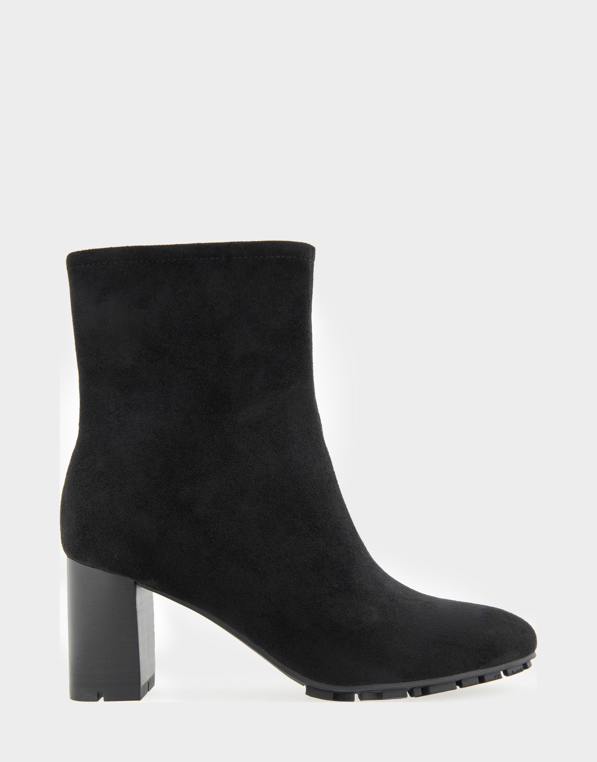 Comfortable Women's Mid Block Heel Bootie In Black Faux Suede | Aerosoles Shoes