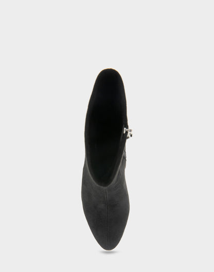 Comfortable Women's Mid Block Heel Bootie In Black Faux Suede | Aerosoles Shoes