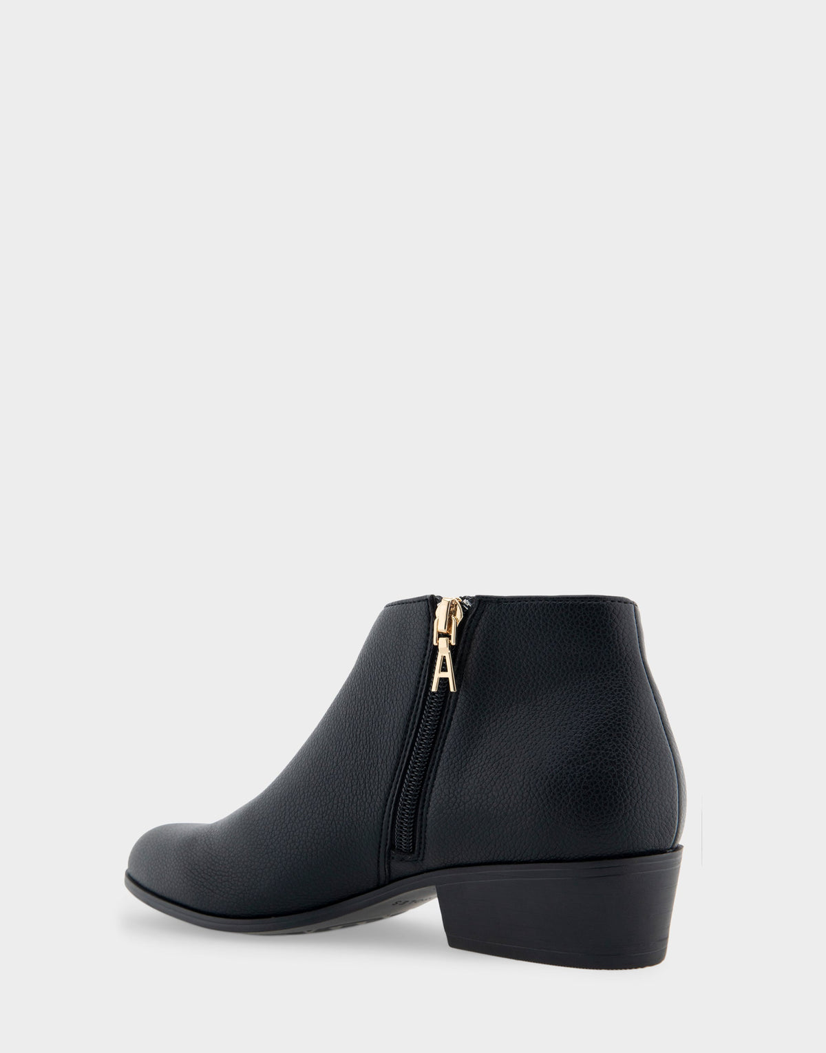 Comfortable Women's Asymmetrical Envelope Low Bootie in Black Faux Leather | Aerosoles Shoes