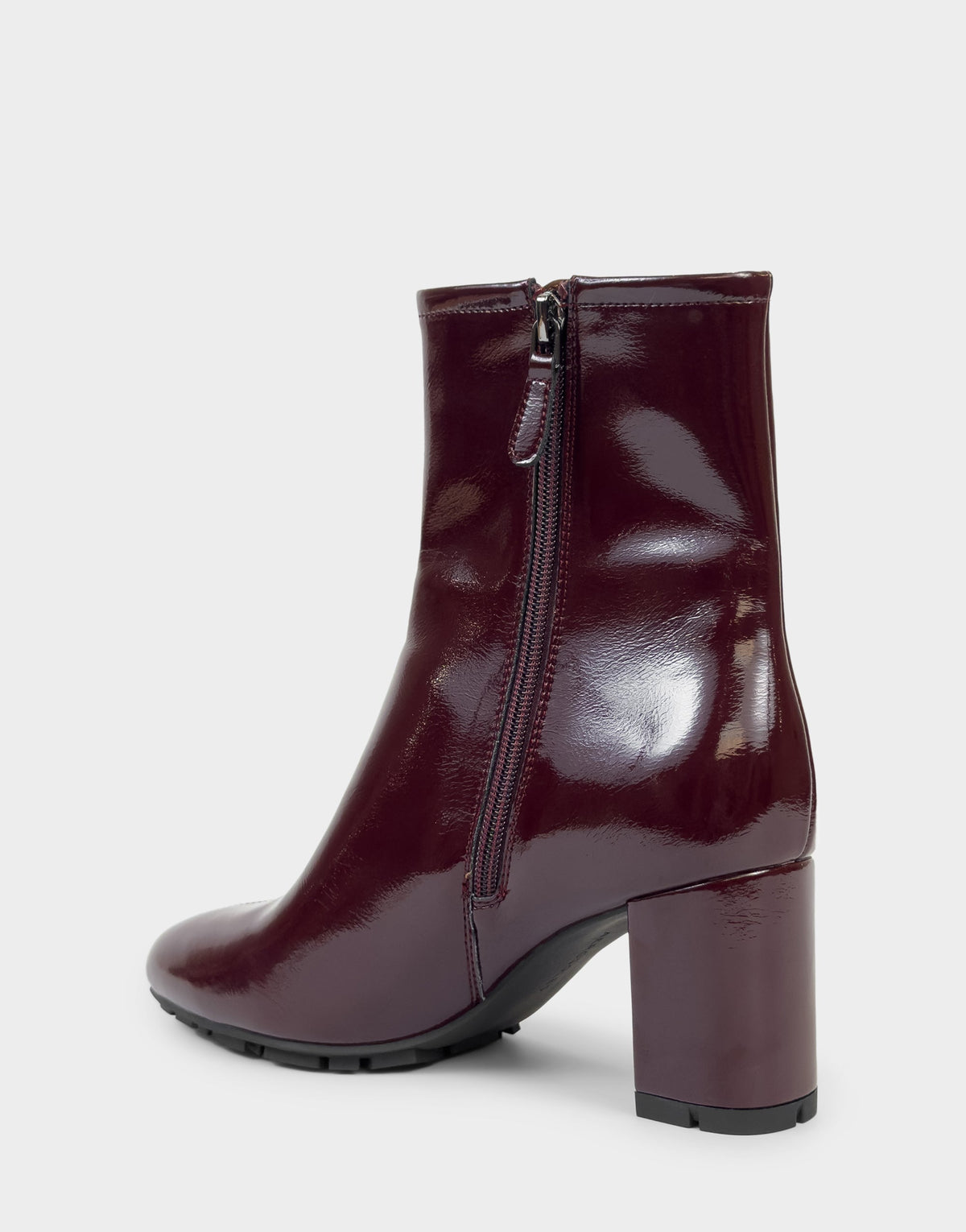 Comfortable Women's Mid Block Heel Bootie In Burgundy Patent Faux Leather | Aerosoles Shoes