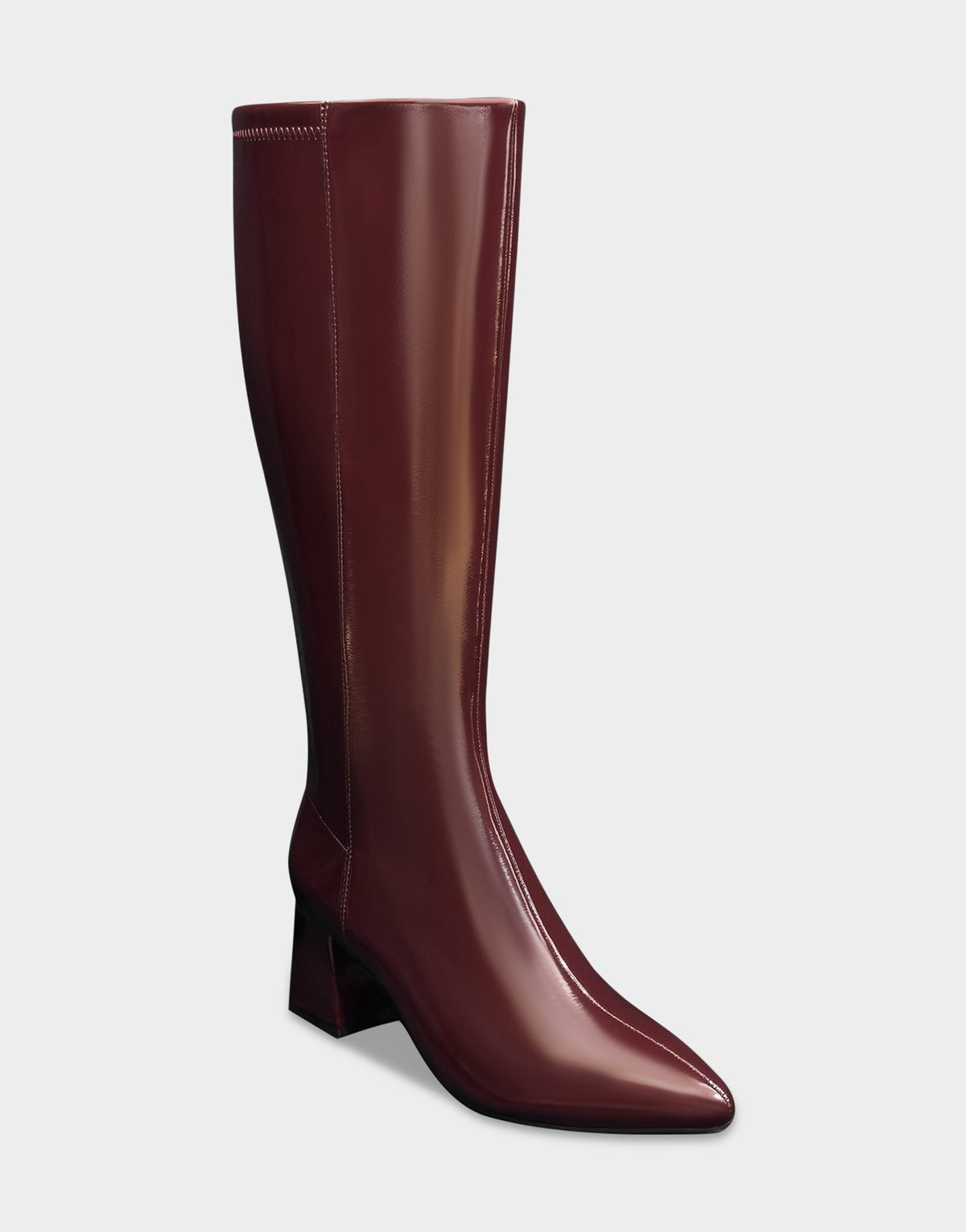 Comfortable Women's Mid Block Heel Boot In Burgundy Patent Faux Leather | Aerosoles Shoes