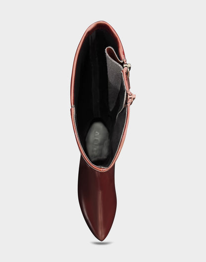 Comfortable Women's Mid Block Heel Boot In Burgundy Patent Faux Leather | Aerosoles Shoes