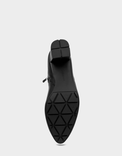 Comfortable Women's Mid Block Heel Boot In Black Faux Leather | Aerosoles Shoes