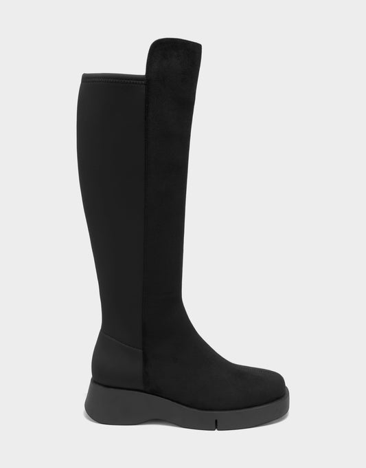 Comfortable Women's Flatform Boot In Black Leather | Aerosoles Shoes