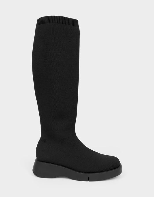 Comfortable Women's Flatform Boot In Black Fabric | Aerosoles Shoes