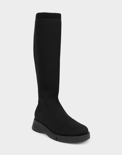Comfortable Women's Flatform Boot In Black Fabric | Aerosoles Shoes