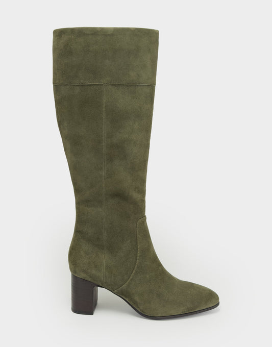 Comfortable Women's Mid Block Heel Boot In Green Suede | Aerosoles Shoes