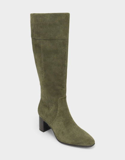 Comfortable Women's Mid Block Heel Boot In Green Suede | Aerosoles Shoes