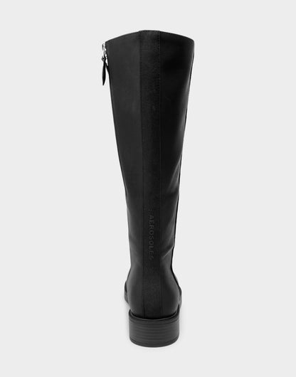 Comfortable Women's Low Block Heel Boot In Black Faux Leather | Aerosoles Shoes