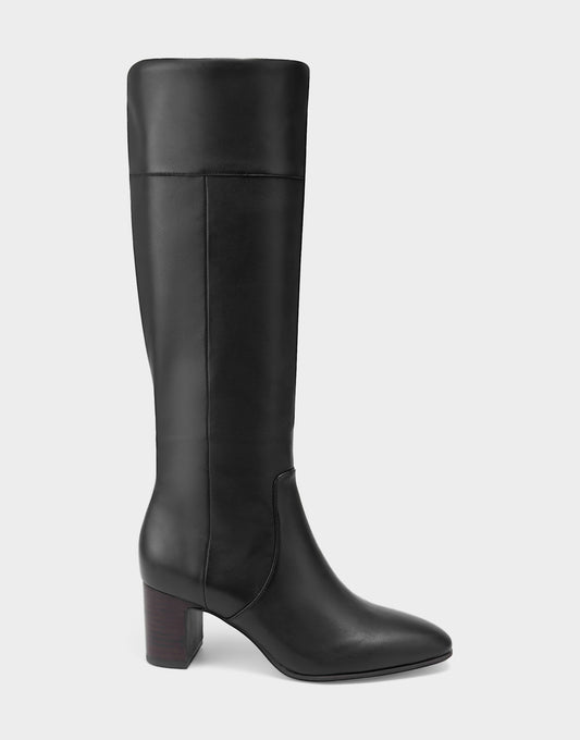 Comfortable Women's Mid Block Heel Boot In Black Leather | Aerosoles Shoes