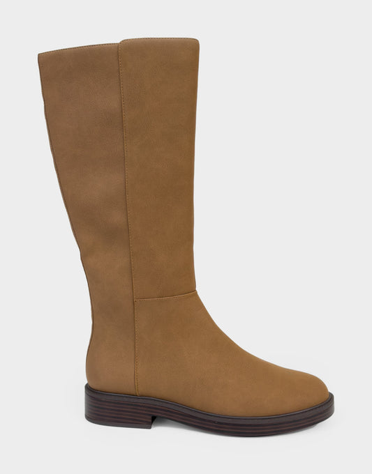 Comfortable Women's Low Block Heel Boot In Tan Faux Nubuck | Aerosoles Shoes
