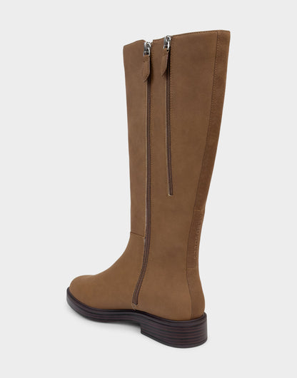 Comfortable Women's Low Block Heel Boot In Tan Faux Nubuck | Aerosoles Shoes