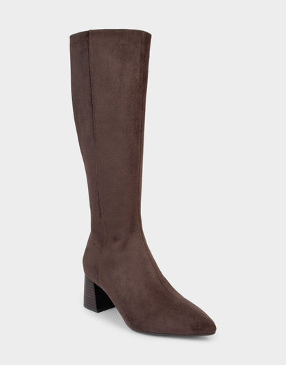 Comfortable Women's Mid Block Heel Boot In Brown Faux Suede | Aerosoles Shoes