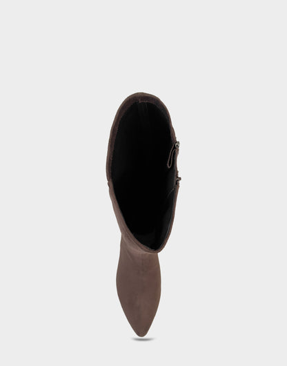 Comfortable Women's Mid Block Heel Boot In Brown Faux Suede | Aerosoles Shoes