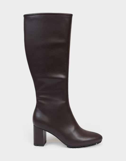Comfortable Women's Mid Block Heel Boot In Brown Faux Leather | Aerosoles Shoes