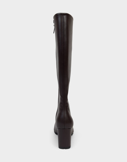 Comfortable Women's Mid Block Heel Boot In Brown Faux Leather | Aerosoles Shoes