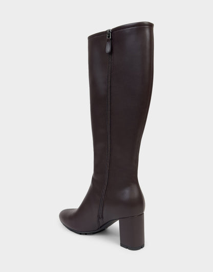 Comfortable Women's Mid Block Heel Boot In Brown Faux Leather | Aerosoles Shoes