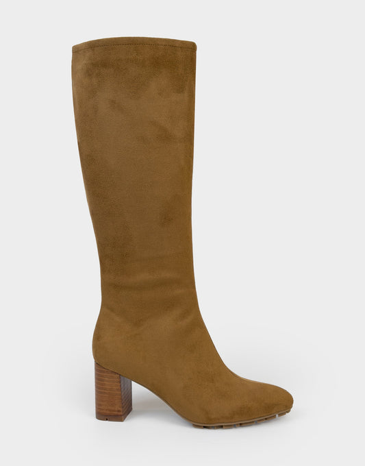 Comfortable Women's Mid Block Heel Boot In Brown Faux Suede | Aerosoles Shoes
