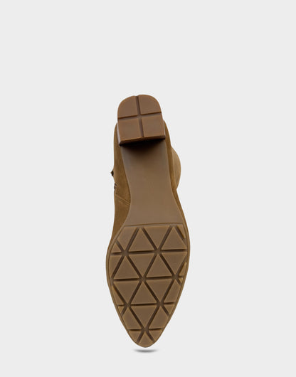 Comfortable Women's Mid Block Heel Boot In Brown Faux Suede | Aerosoles Shoes