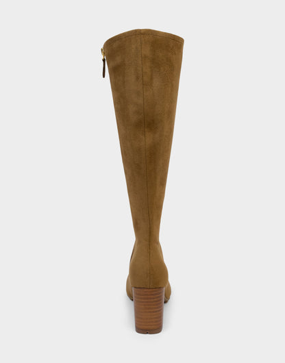 Comfortable Women's Mid Block Heel Boot In Brown Faux Suede | Aerosoles Shoes