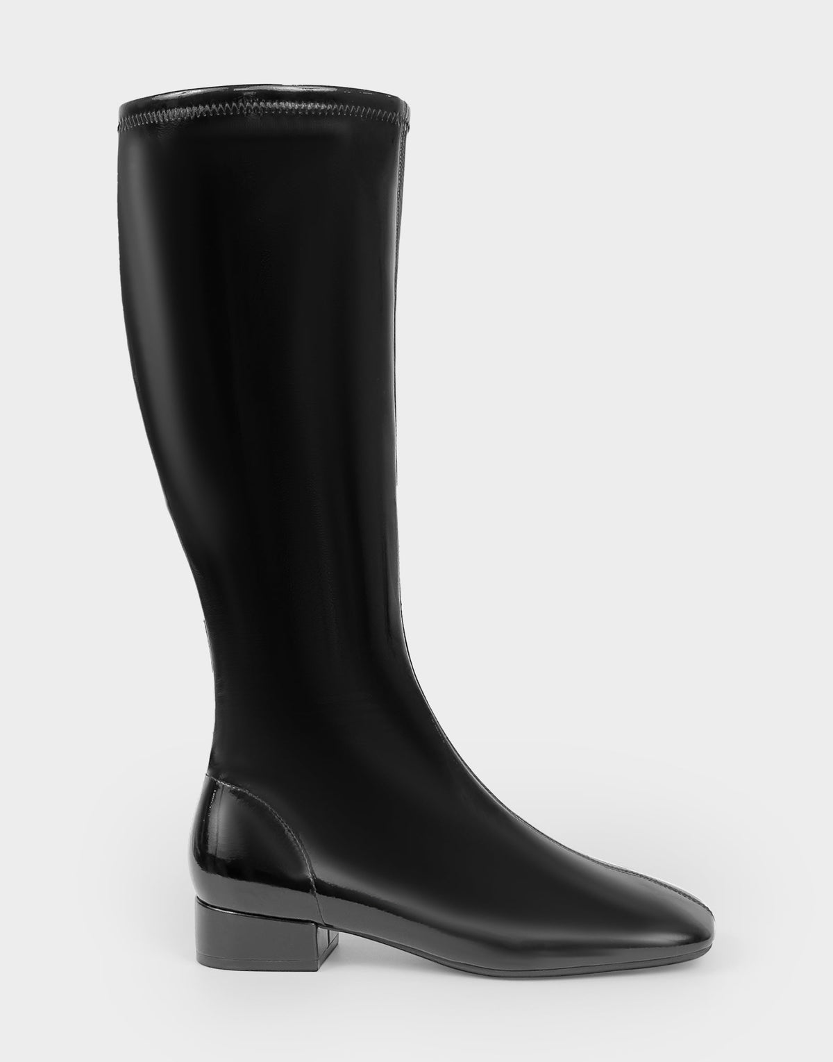 Comfortable Women's Low Block Heel Boot In Black Patent Faux Leather | Aerosoles Shoes