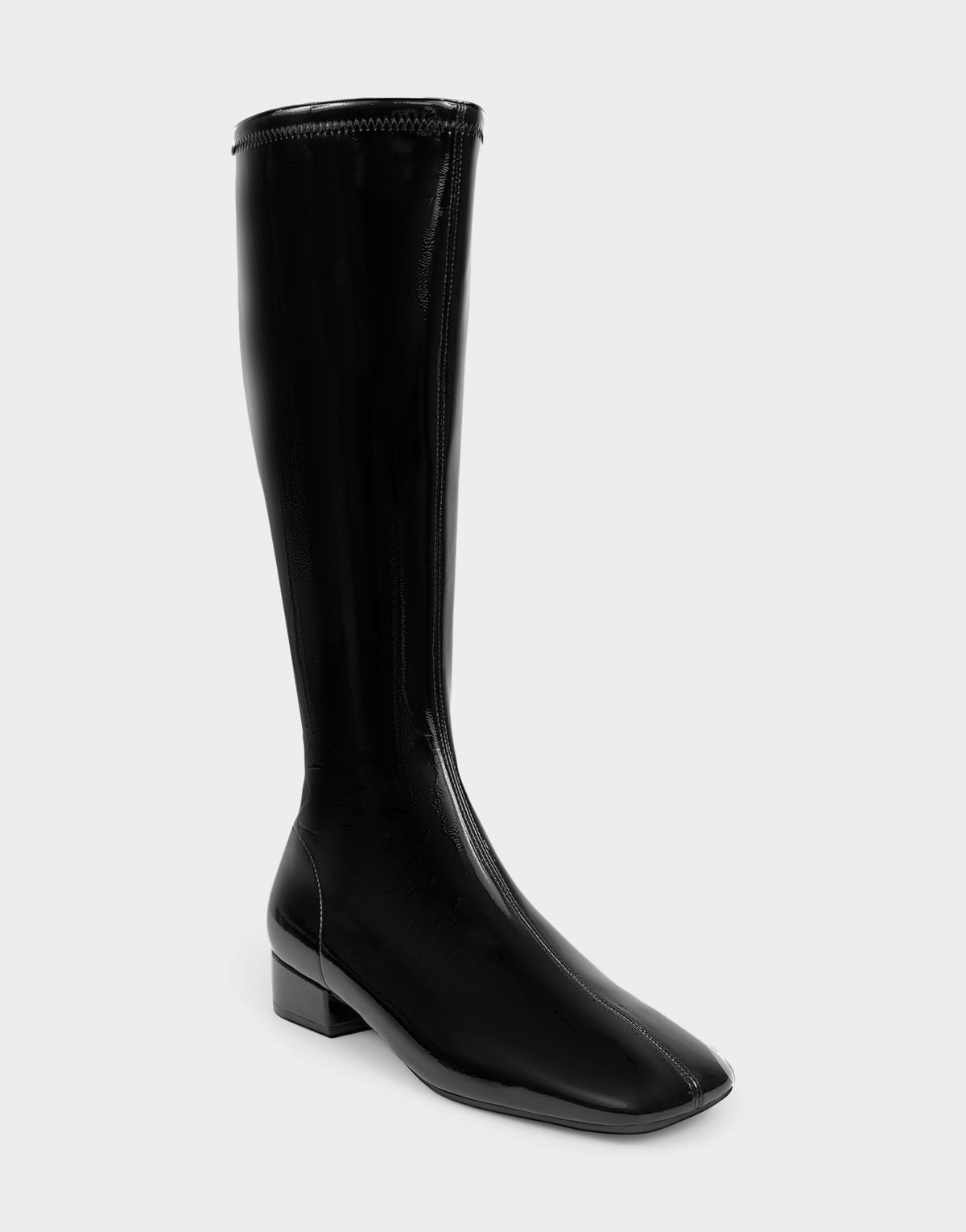 Comfortable Women's Low Block Heel Boot In Black Patent Faux Leather | Aerosoles Shoes