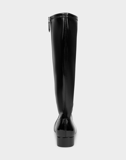 Comfortable Women's Low Block Heel Boot In Black Patent Faux Leather | Aerosoles Shoes