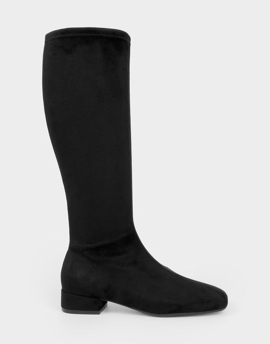 Comfortable Women's Low Block Heel Boot In Black Faux Suede | Aerosoles Shoes