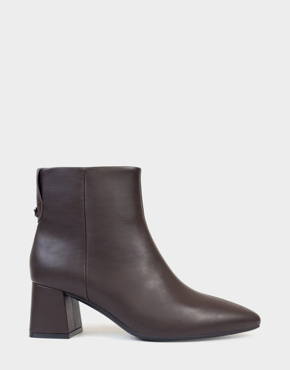 Comfortable Women's Mid Block Heel Bootie In Brown Faux Leather | Aerosoles Shoes