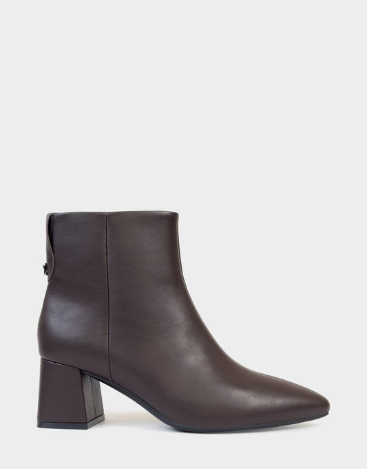 Comfortable Women's Mid Block Heel Bootie In Brown Faux Leather | Aerosoles Shoes