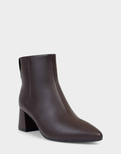 Comfortable Women's Mid Block Heel Bootie In Brown Faux Leather | Aerosoles Shoes