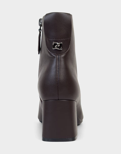Comfortable Women's Mid Block Heel Bootie In Brown Faux Leather | Aerosoles Shoes