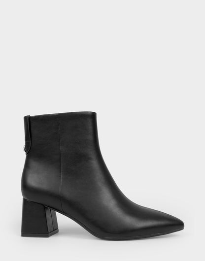 Comfortable Women's Mid Block Heel Bootie In Black Faux Leather | Aerosoles Shoes