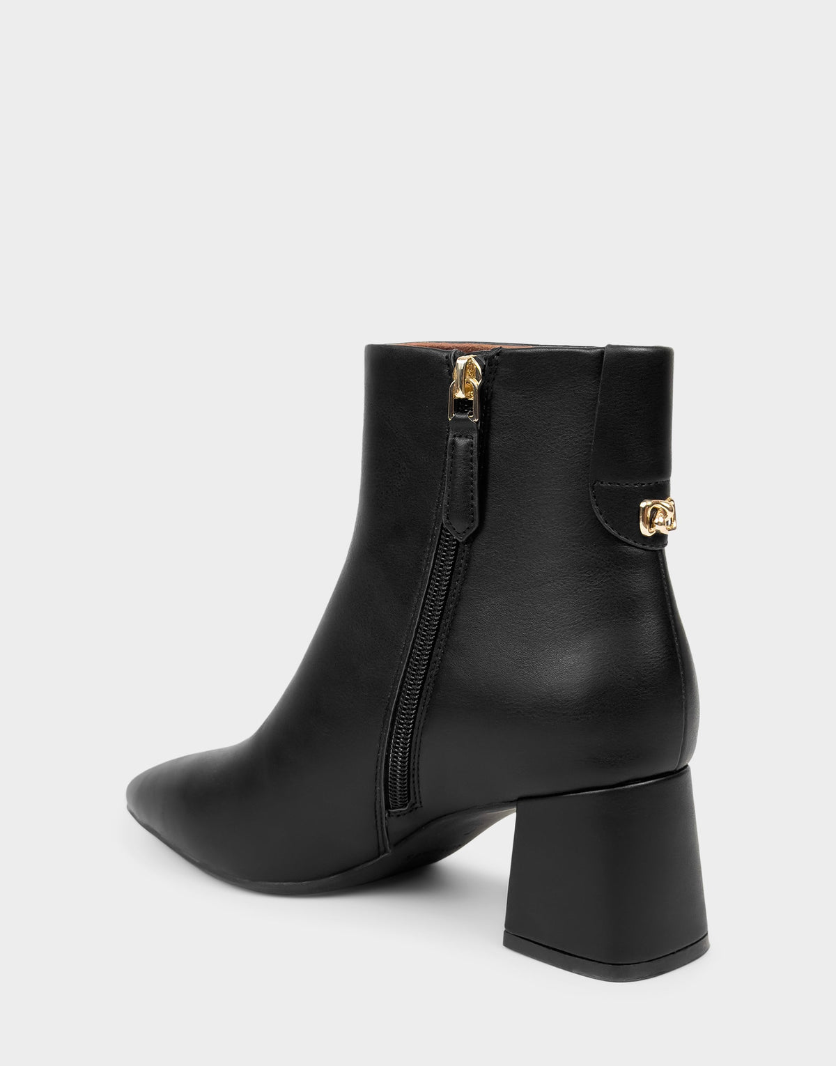 Comfortable Women's Mid Block Heel Bootie In Black Faux Leather | Aerosoles Shoes