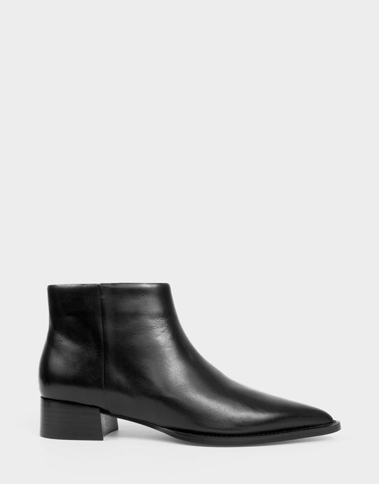 Comfortable Women's Mid Block Heel Bootie In Black Leather | Aerosoles Shoes