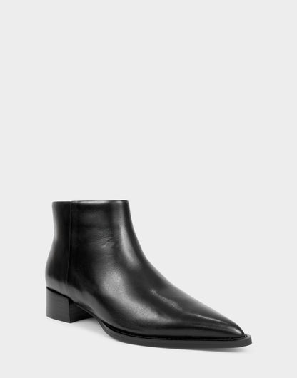 Comfortable Women's Mid Block Heel Bootie In Black Leather | Aerosoles Shoes