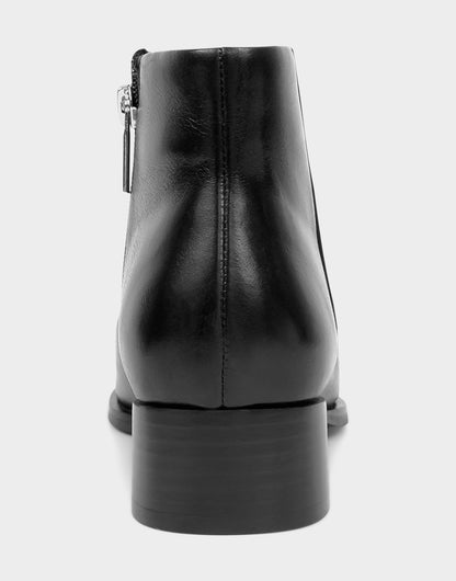 Comfortable Women's Mid Block Heel Bootie In Black Leather | Aerosoles Shoes