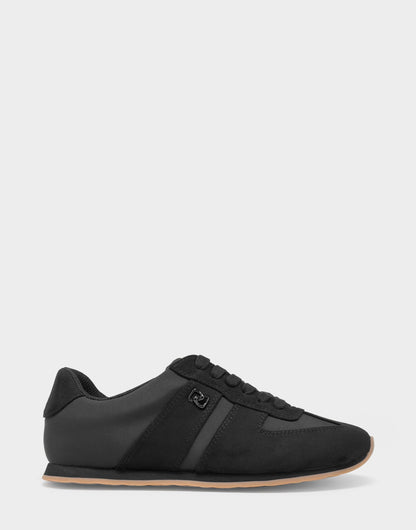 Comfortable Women's Lace Up Sneaker In Black Faux Suede | Aerosoles Shoes