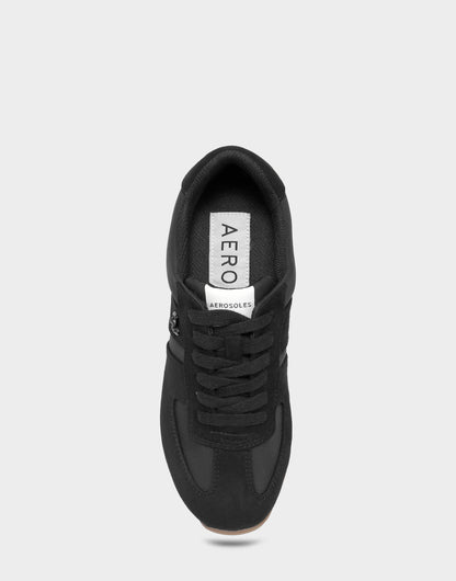 Comfortable Women's Lace Up Sneaker In Black Faux Suede | Aerosoles Shoes